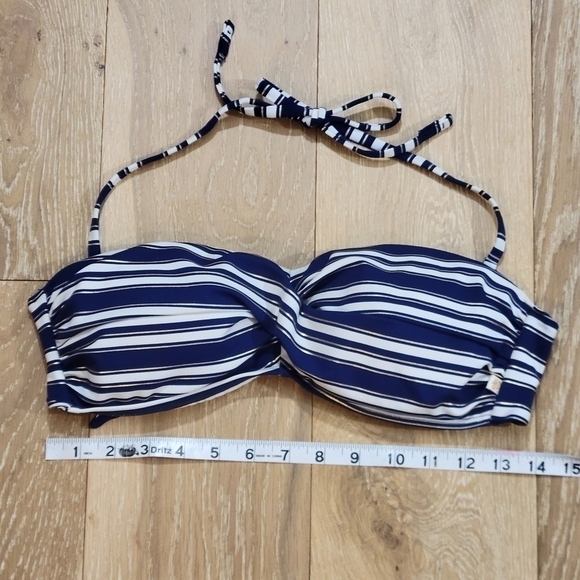 La Vie en Rose Aqua blue/white/gold striped halter bikini top size Medium - Picture 4 of 9